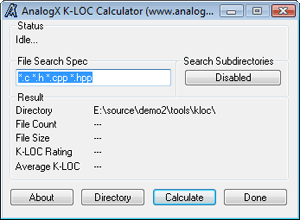 K-LOC Calculator Screenshot