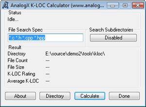 AnalogX K-LOC Calculator screenshot AnalogX K-LOC Calculator screenshot